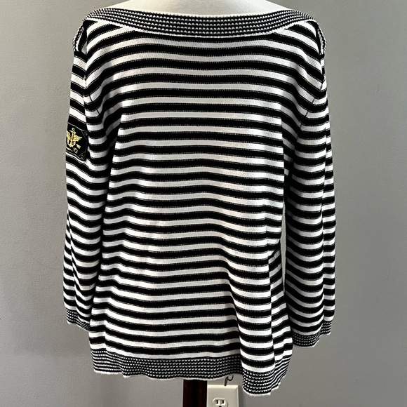 LRL Ralph Lauren Jeans Women's Knit Boatneck Striped Nautical Sweater large - Picture 7 of 11